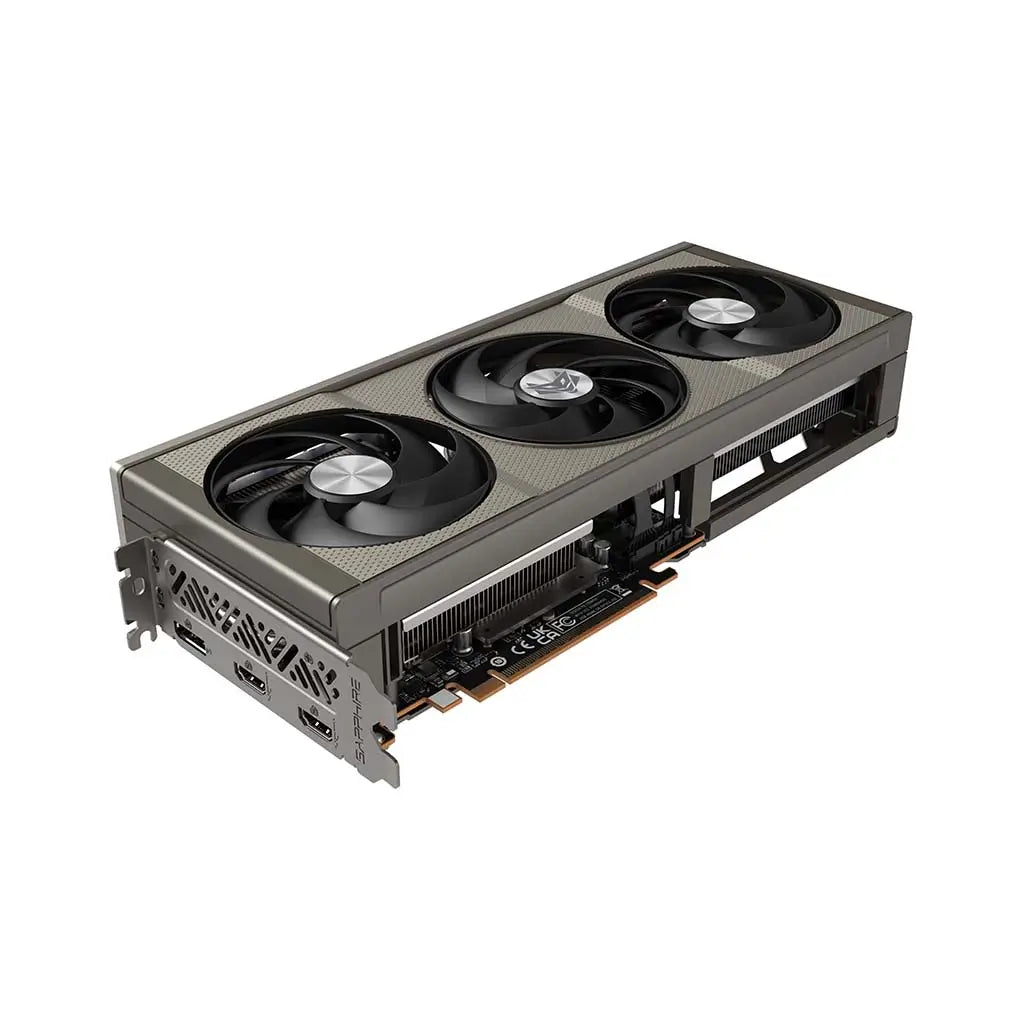 Connectivity options including DisplayPort 2.1a and HDMI ports on the Sapphire NITRO+ RX 9060 XT, with fast shipping in UAE. Connectivity options including DisplayPort 2.1a and HDMI ports on the Sapphire NITRO+ RX 9060 XT, with fast shipping in UAE.